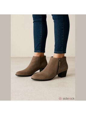 Ecco Shape 35 Suede Ankle Boots Dark Clay Taupe Block Heel Utility Bootie EU 41